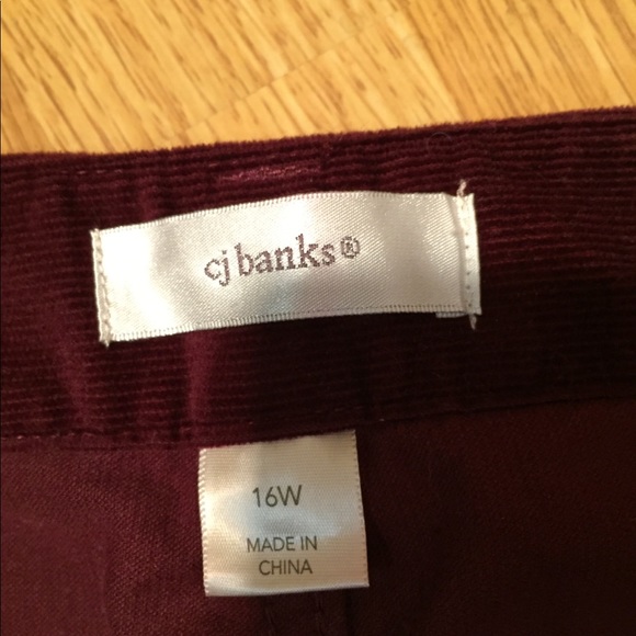 CJ Banks 16W Gorgeous Burgundy Corduroy Trousers - Picture 3 of 7